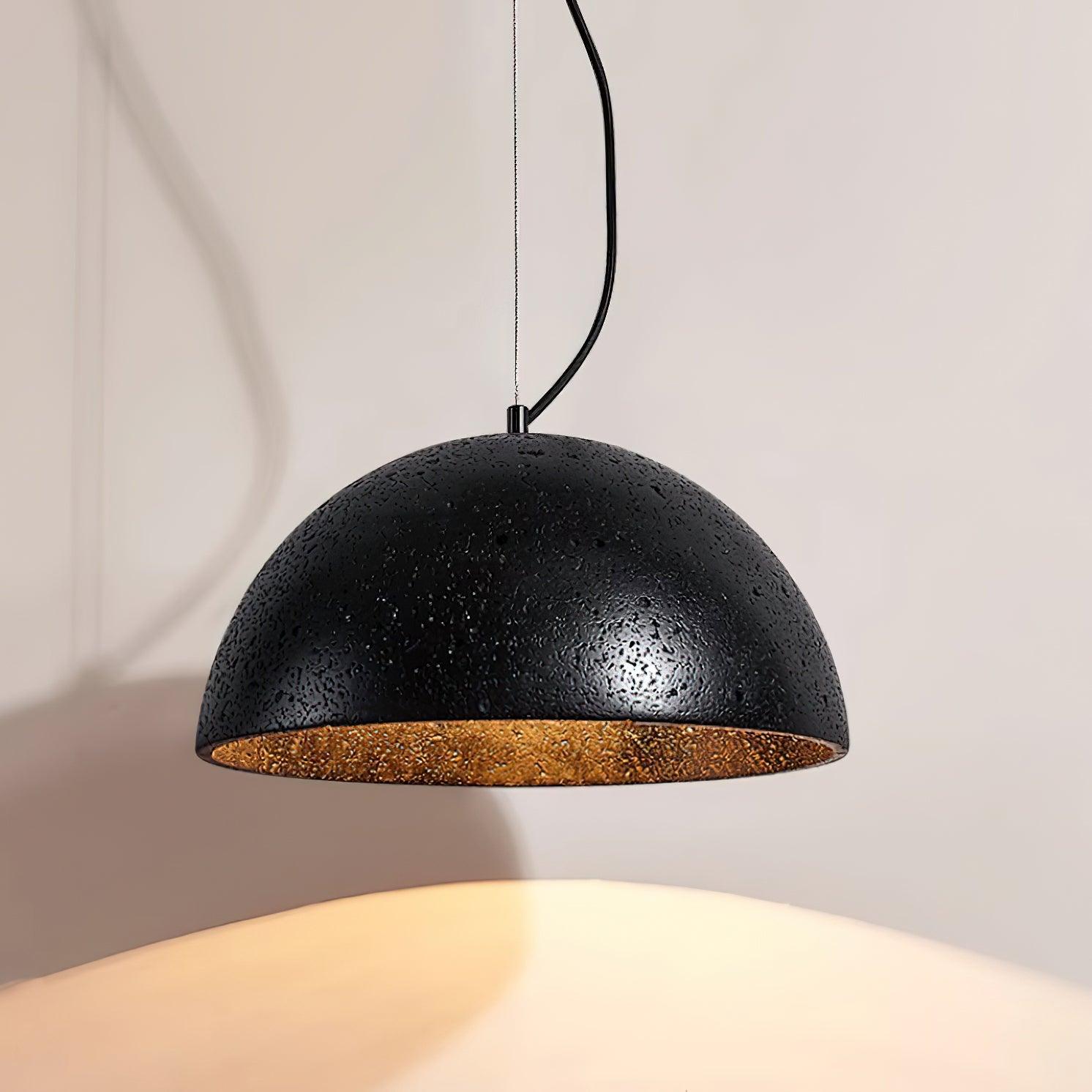 Warm Ambience Yellow Travertine Dome Pendant Light